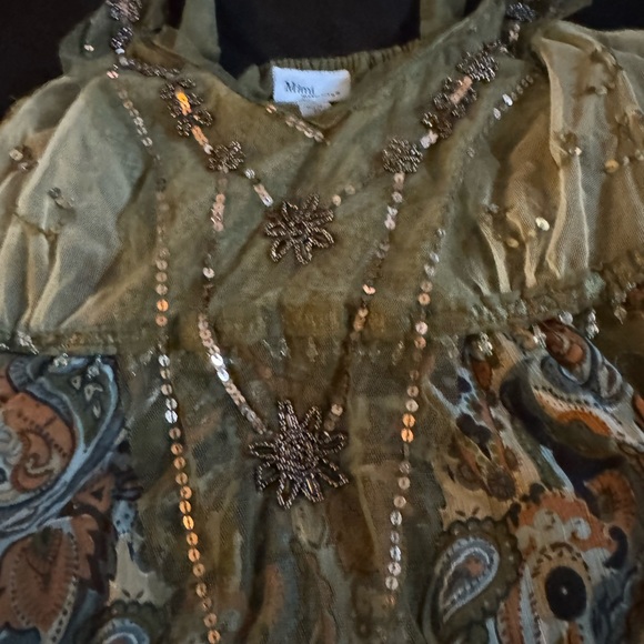 Mimi Maternity Tank beaded tulle paisley chartreuse beautiful medium - Picture 5 of 6